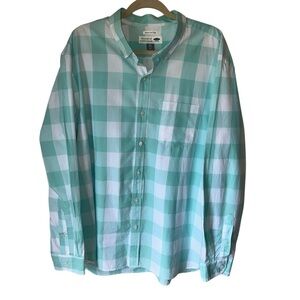Old Navy Regular Fit The Classic Shirt Green & White Plaid Long Sleeve Shirt XXL